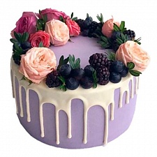 Торт лиловый с розами