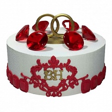 Торт с кольцами на рубиновую свадьбу