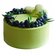 Торт зеленый с темными ягодами