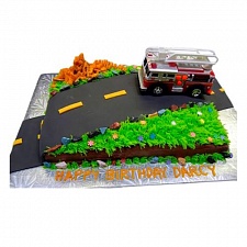 Торт Пожарная машина на дороге