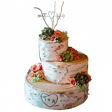 Торт 2 яруса на деревянную свадьбу