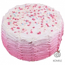 Торт розовый кремовый с посыпками