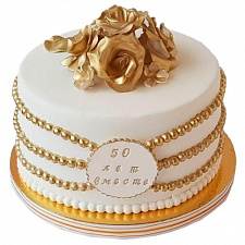 Торт Золотая свадьба Розы