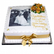 Торт с фото на Золотую свадьбу