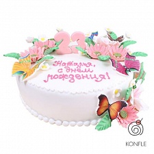 Торт с бабочками и лесными цветами