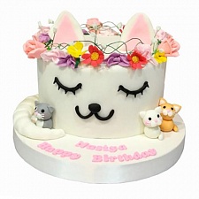 Торт Кошка с цветами