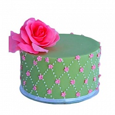 Торт Роза на зеленом фоне